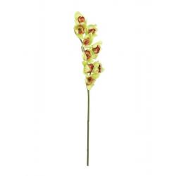 Umělá květina- rozkvetlá orchidej do vázy, zeleno - červená, 90 cm
