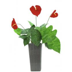 Umělá květina Anthurium (Toulitka) se 3 květy, bez květináč, 70 cm