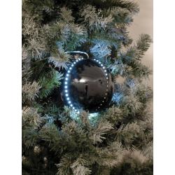 Vánoční dekorace - osvětlené baňky s LED diodami, lesklá černá, průměr 8 cm, 5 ks