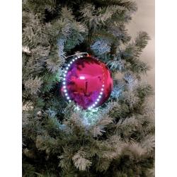 Vánoční dekorace - osvětlené baňky s LED diodami, lesklá růžová, průměr 8 cm, 5 ks