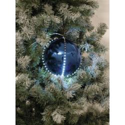 Vánoční dekorace - osvětlené baňky s LED diodami, lesklá modrá, průměr 8 cm, 5 ks