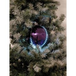 Vánoční dekorace - osvětlené baňky s LED diodami, lesklá fialová, průměr 8 cm, 5 ks