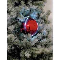 Velká vánoční svítící baňka, 76 LED diod, lesklá červená, průměr 15 cm
