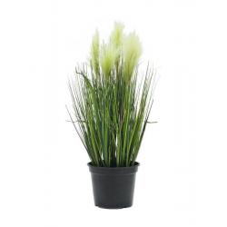 Dekorativní umělá péřová tráva jako živá, v květináči, zelená, vysoká 60 cm