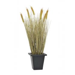Umělá rostlina v květináči - zralá pšenice ve sklizni, s klasy, 60 cm