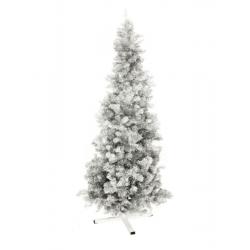 Luxusní umělý vánoční strom - jedle se stojanem, stříbrná lesklá, 210 cm
