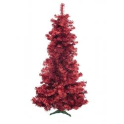 Luxusní umělý vánoční strom - jedle se stojanem, červená lesklá, 210 cm