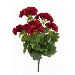 Umělá květina do vázy / k zapíchnutí, červená pelargonie, 42 cm