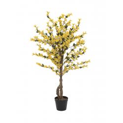 Velký umělý kvetoucí strom - Forsythia, žluté květy, v květináči, 120 cm