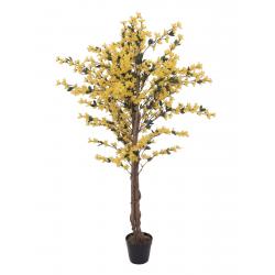 Velký umělý kvetoucí strom - Forsythia, žluté květy, v květináči, 150 cm